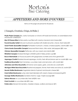 Appetizers and Hors D'ouvres