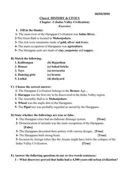 Indus Valley Civilization) Exercises 1