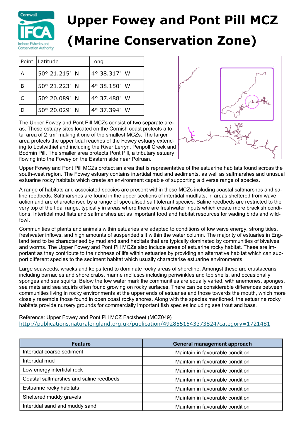 Upper Fowey and Pont Pill MCZ (Marine Conservation Zone)