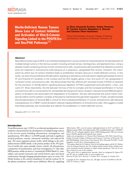 Merlin-Deficient Human Tumors Show Loss of Contact Inhibition And