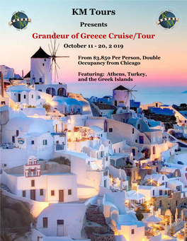 Grandeur of Greece Cruise/Tour October 11-20, 2019