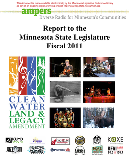 Report to the Minnesota State Legislature Fiscal 2011