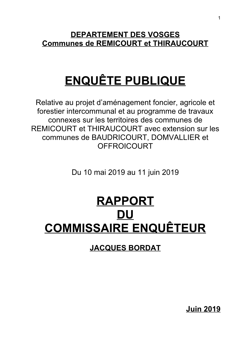 Enquête Publique Rapport Du Commissaire Enquêteur