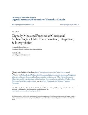 Digitally-Mediated Practices of Geospatial Archaeological Data