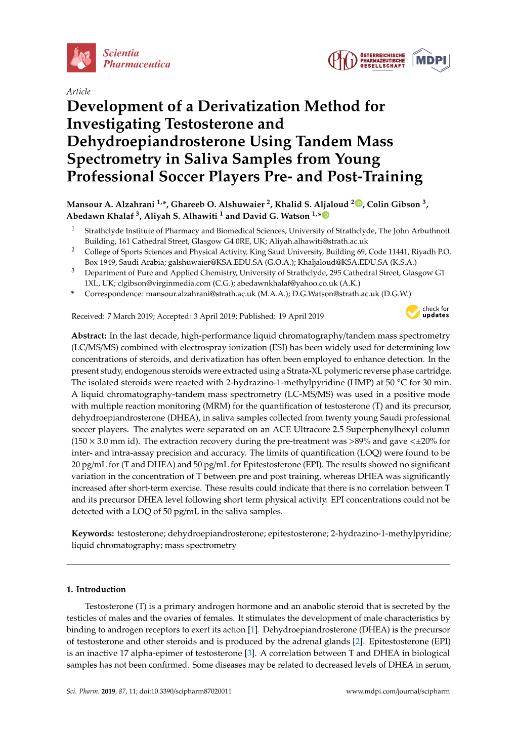 Development of a Derivatization Method for Investigating