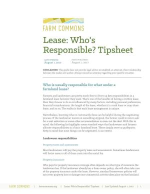 Lease: Who's Responsible? Tipsheet