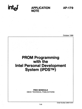 PROM Programming with the Intel Personal Development System (Ipdstm)