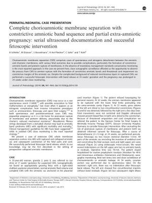 Complete Chorioamniotic Membrane Separation with Constrictive Amniotic Band Sequence and Partial Extra-Amniotic Pregnancy