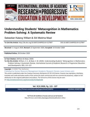 Understanding Students' Metacognition in Mathematics