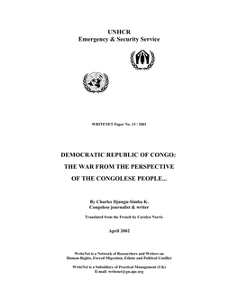 Democratic Republic of Congo: the War from the Perspective of the Congolese People