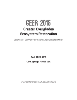 GEER 2015 Greater Everglades Ecosystem Restoration