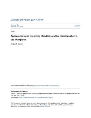 Appearances and Grooming Standards As Sex Discrimination in the Workplace