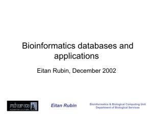 Bioinformatics Databases and Applications