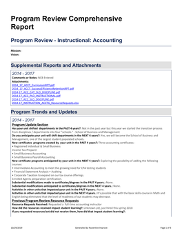 Program Review Comprehensive Report