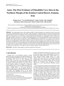 The First Evidence of Paleolithic Cave Sites in the Northern Margin of the Iranian Central Desert, Semnan, Iran