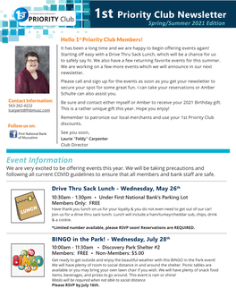 2021 1St Priority Club Newsletter
