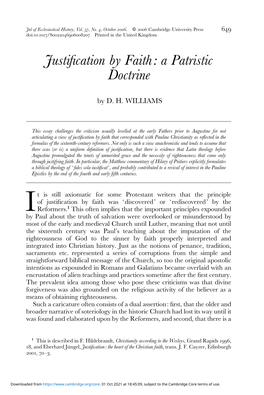 Justification by Faith: a Patristic Doctrine
