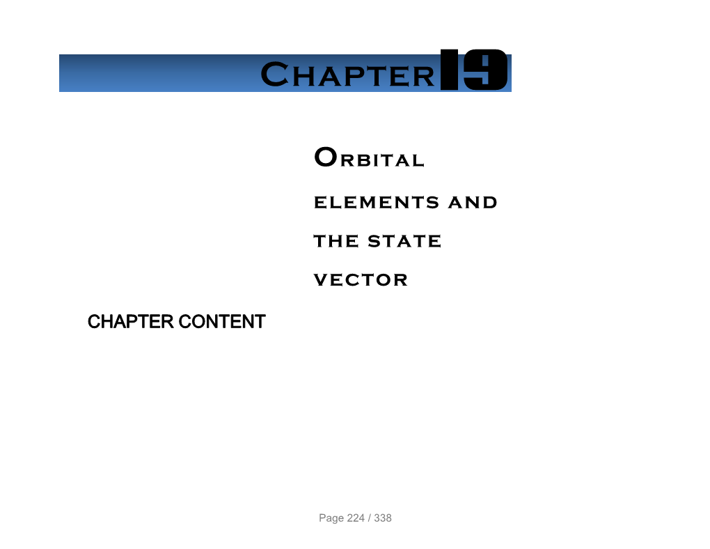 Orbital Elements the State Vector