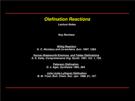 Olefination Reactions Lecture Notes OTBS OPMB O