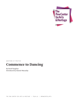 Commence to Dancing by David Vaughan Introduced by Alastair Macaulay