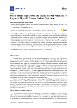 Multi-Omics Signatures and Translational Potential to Improve Thyroid Cancer Patient Outcome