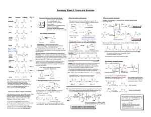 Summary Sheet 2: Enols and Enolates