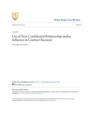 Use of Non-Confidential Relationship Undue Influence in Contract Recision Christopher M