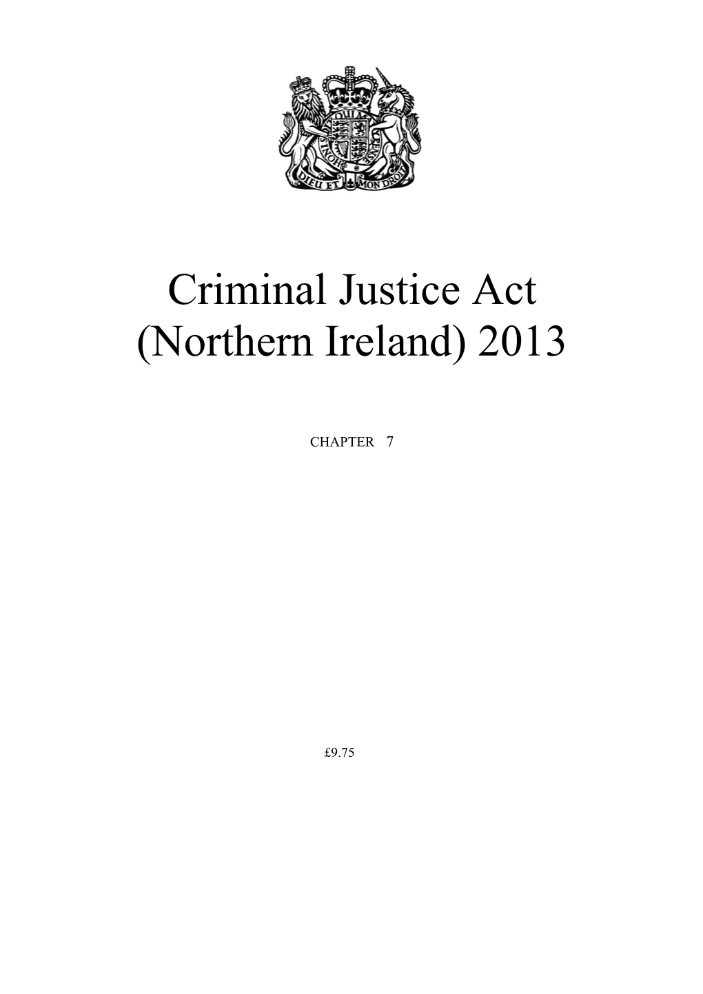 Criminal Justice Act (Northern Ireland) 2013