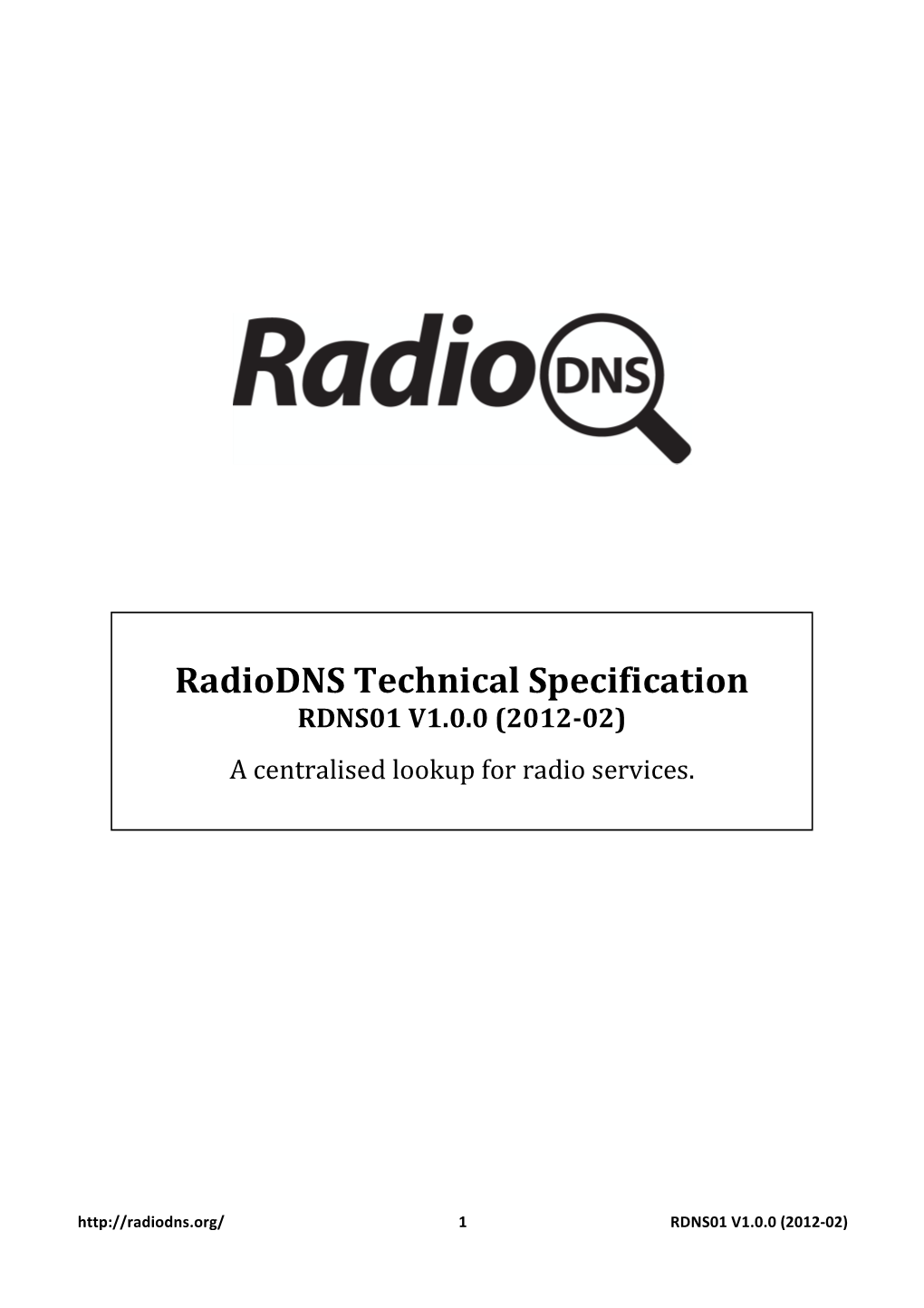 Radiodns Core Lookup – RDNS01 V1.0.0