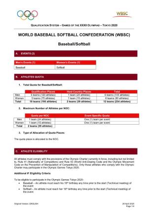 World Baseball Softball Confederation (Wbsc)