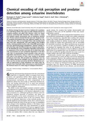Chemical Encoding of Risk Perception and Predator Detection Among Estuarine Invertebrates