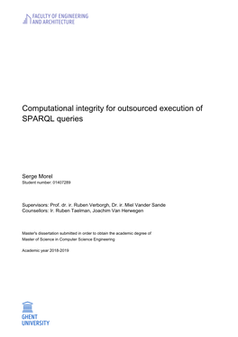 Computational Integrity for Outsourced Execution of SPARQL Queries