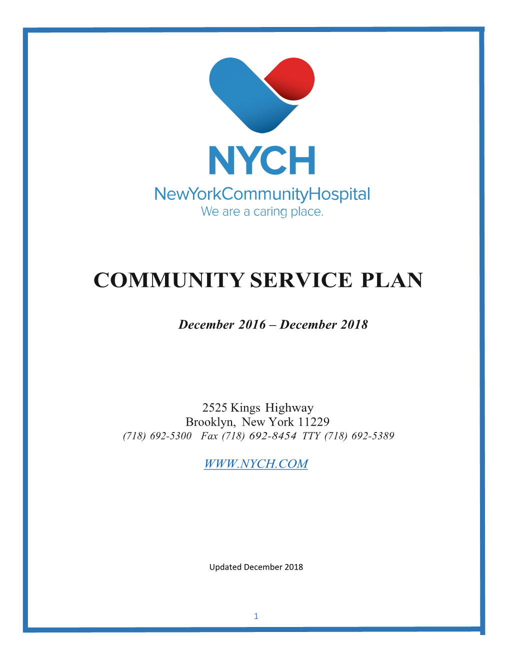 Community Service Plan -2016-2018