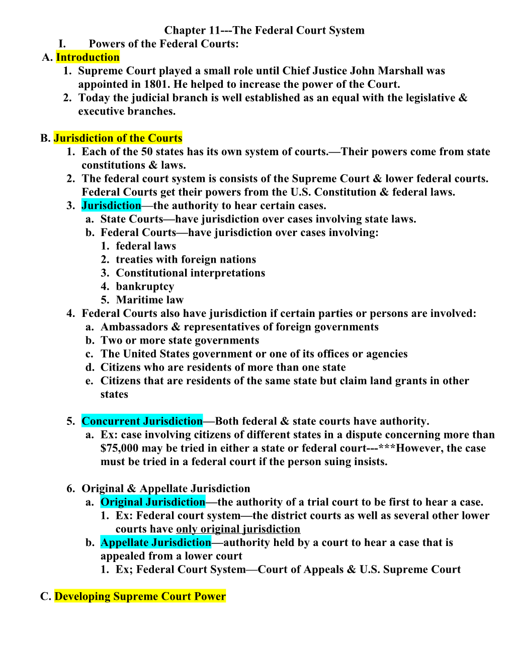 Chapter 11---The Federal Court System