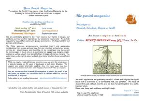 The Parish Magazine for the Presteigne Group of Parishes Has Continued to Appear – Either Online Or in Print