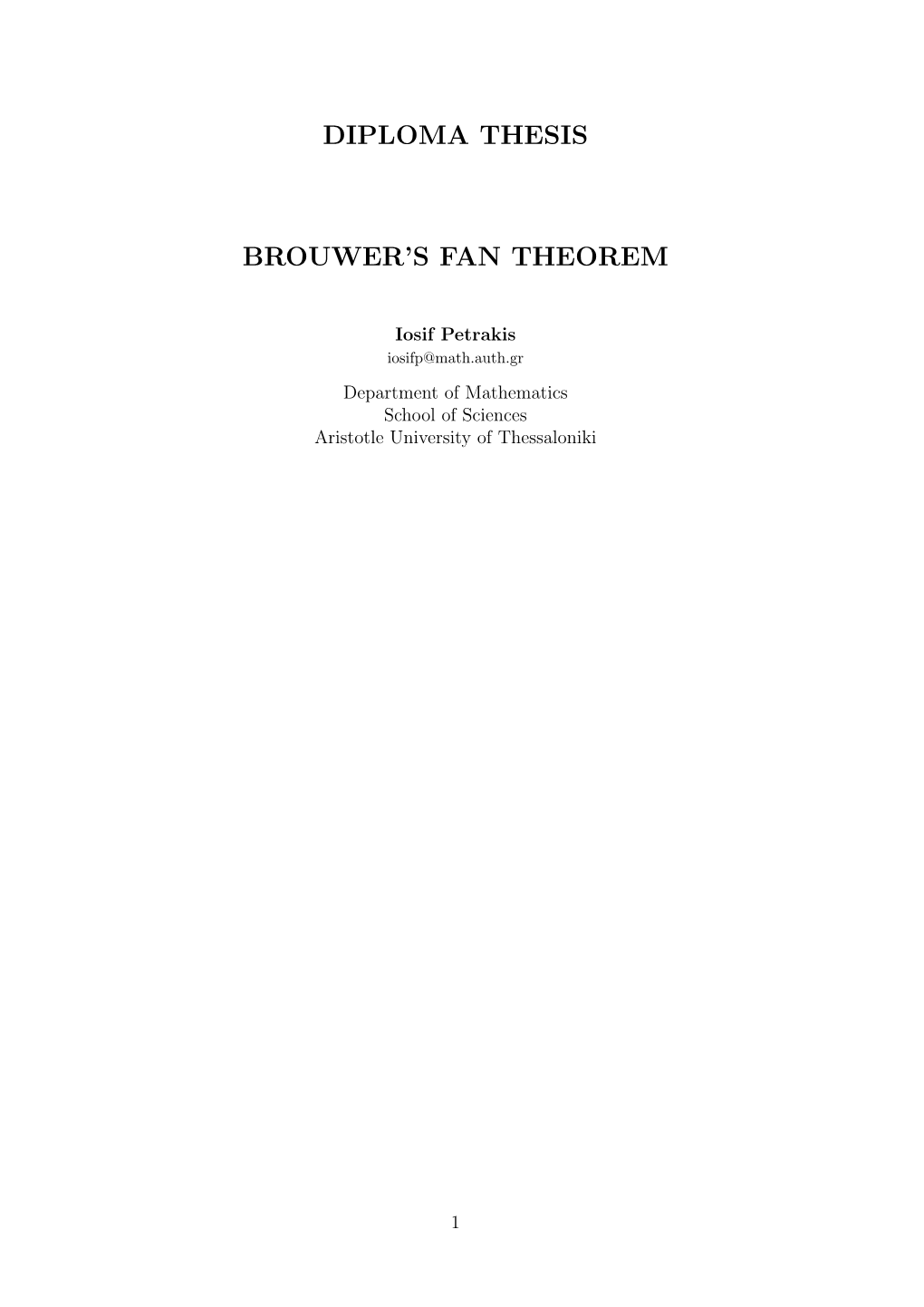 Diploma Thesis Brouwer's Fan Theorem