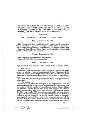 Extracts from the Journal of the United States Senate in All Cases Of