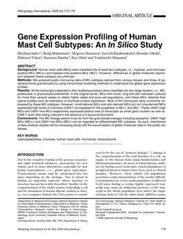 Gene Expression Profiling of Human Mast Cell Subtypes