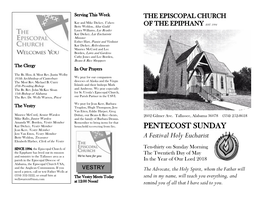 PENTECOST SUNDAY a Festival Holy Eucharist