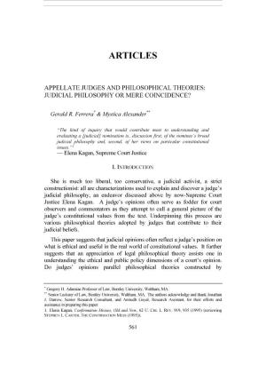 Appellate Judges and Philosophical Theories: Judicial Philosophy Or Mere Coincidence?
