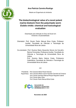 The Biotechnological Value of a Novel Potent Marine Biotoxin from the Polychaete Worm Eulalia Viridis: Chemical and Toxicological Evaluation