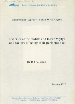 Fisheries of the Middle and Lower Wylye and Factors Affecting Their Performance