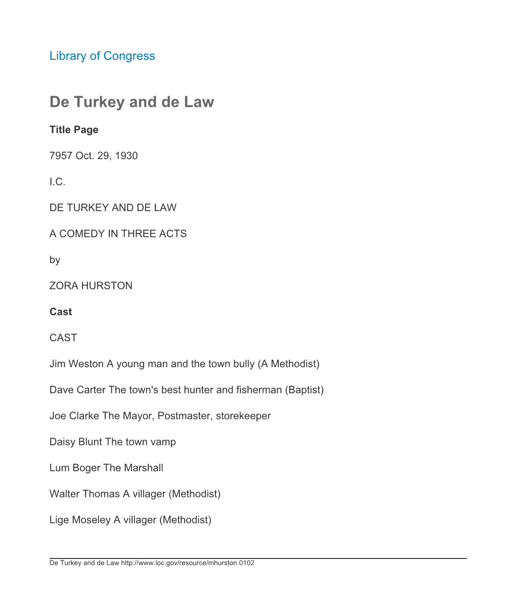 De Turkey and De Law