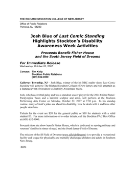 Josh Blue of Last Comic Standing Highlights Stockton's Disability