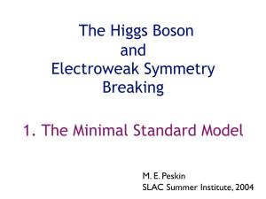 The Higgs Boson and Electroweak Symmetry Breaking 1. the Minimal