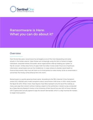 Ransomware Is Here: What You Can Do About It?