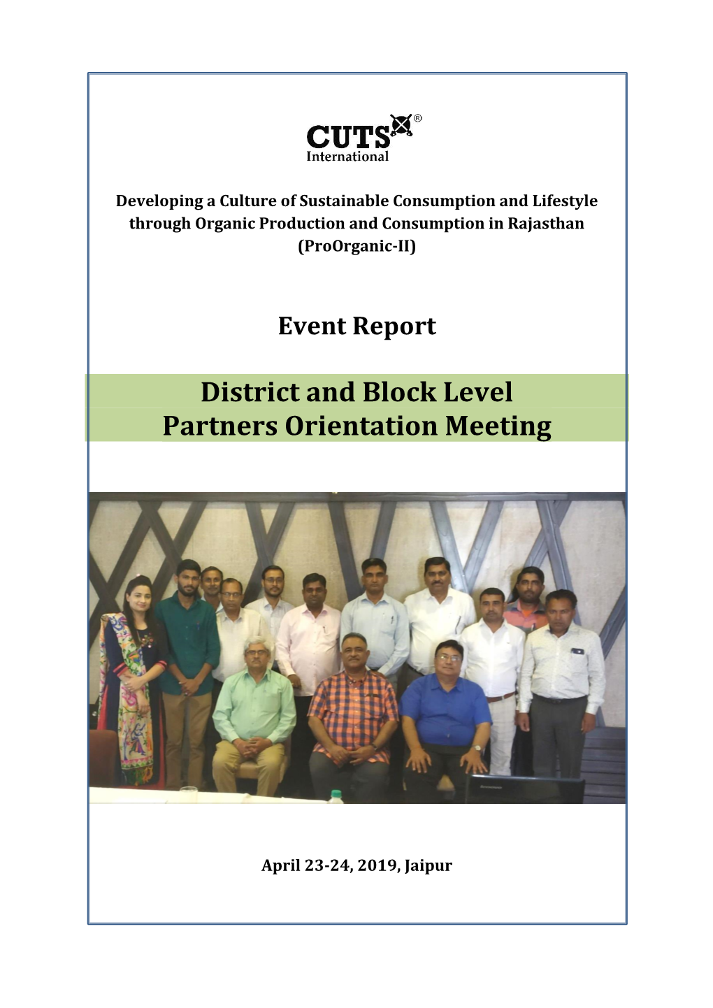 District and Block Level Partners Orientation Meeting, 2019-20
