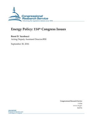 Energy Policy: 114Th Congress Issues