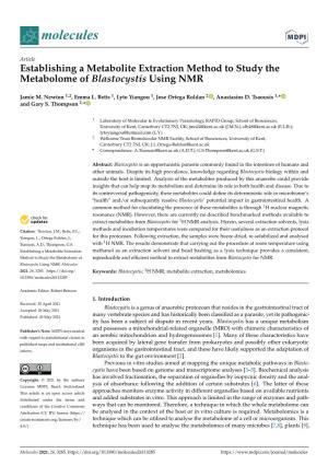 Establishing a Metabolite Extraction Method to Study the Metabolome of Blastocystis Using NMR
