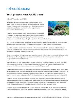 Bush Protects Vast Pacific Tracts